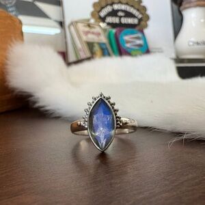 Sterling Silver Flashy Labradorite Marquis Ring size 9